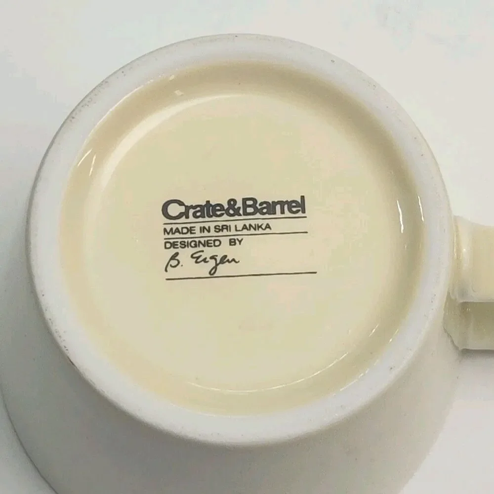 Crate & Barrel Coffee Mugs Set of 6 Ivory 3.25